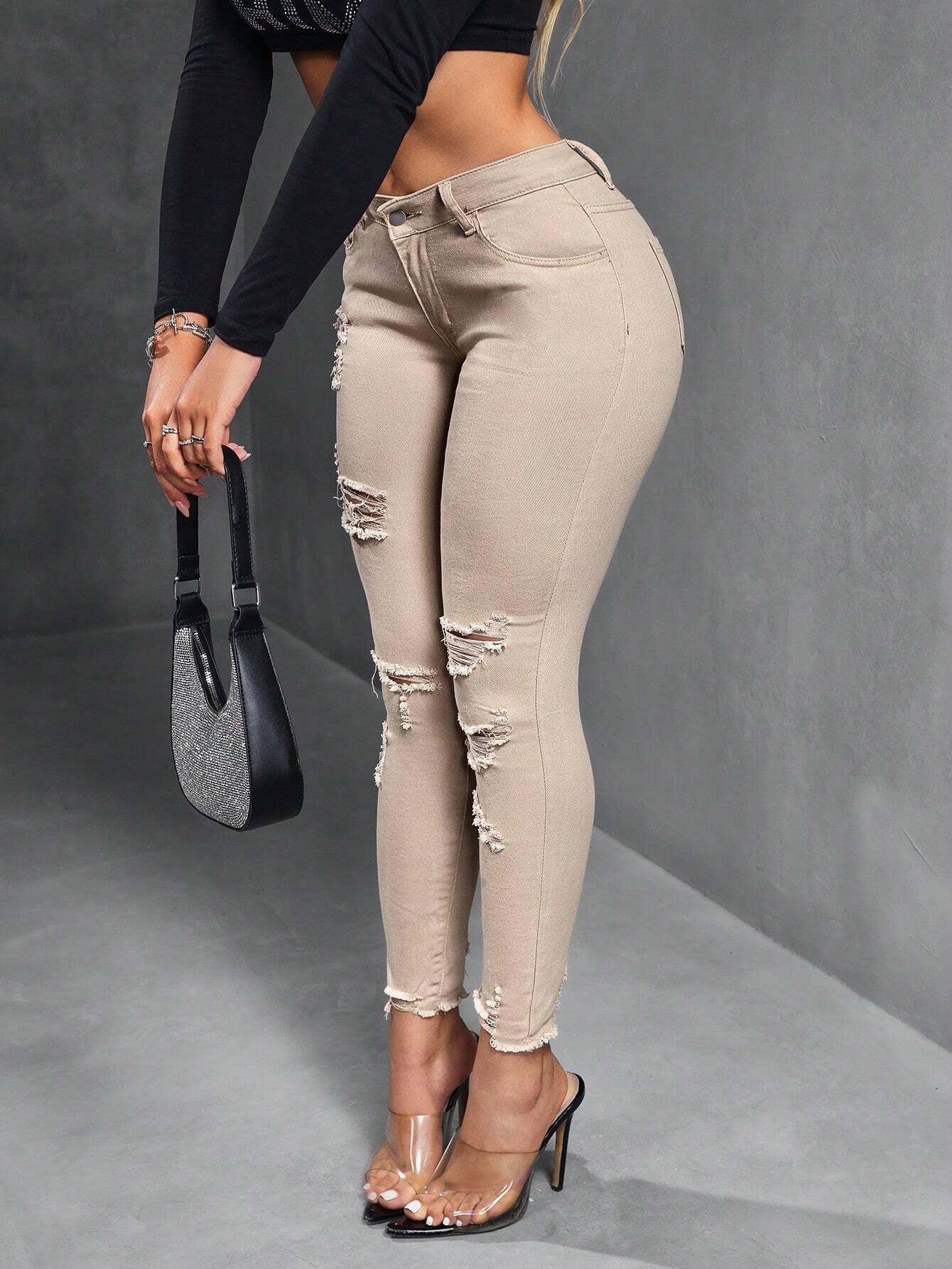 SXY Women'S Casual Distressed Skinny Jeans with Pockets