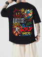 ROMWE MEN Street Life Men Slogan Skeleton Graphic Y2K T-Shirt for Halloween, School