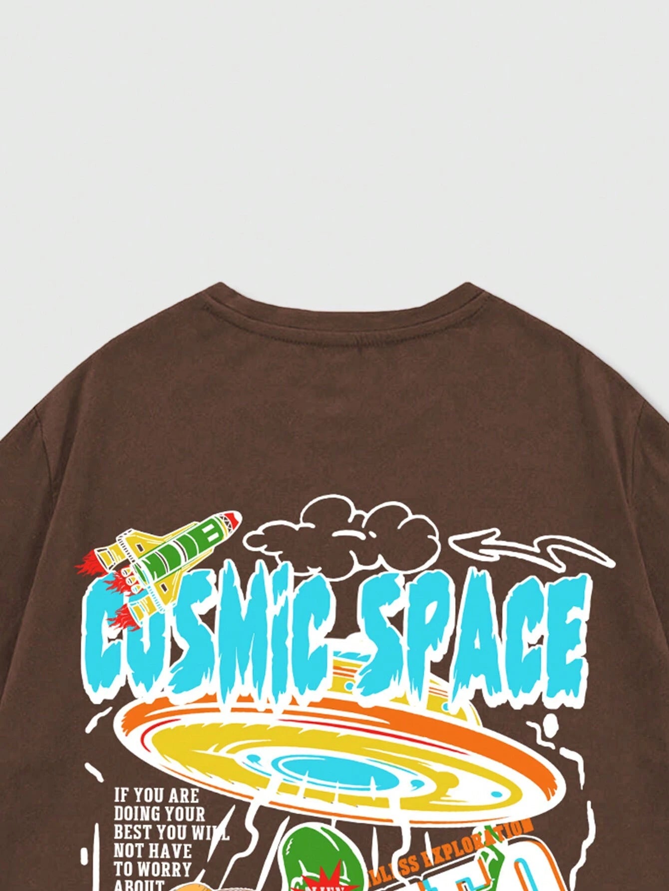 ROMWE MEN Street Life Men Cartoon & Slogan Graphic Drop Shoulder Tee, School