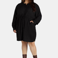 Women'S and Women'S plus Utility Shirtdress with Long-Sleeves, Sizes XS-4X