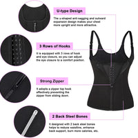 Corset Waist Trainer Vest for Women Weight Loss ,Tummy Control Sport Workout Body Shaper Black with Zipper & Straps for Men,Black,2Xl