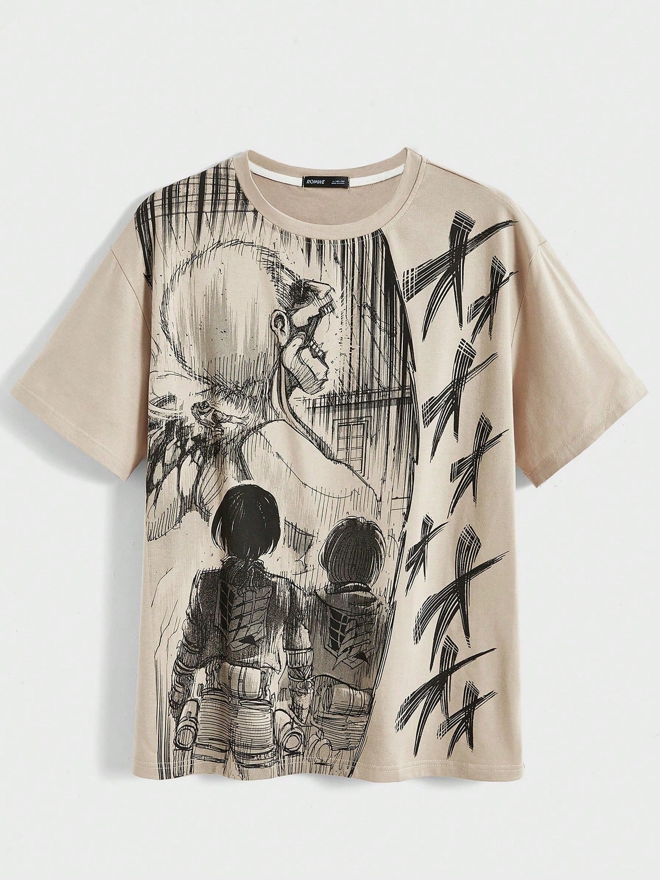 ROMWE X Attack on Titan Men Skull Print Tee, School