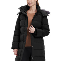 Women'S Recycled Thicken Winter Coat Waterproof Winter Jacket Long Winter Snow Jacket Black L