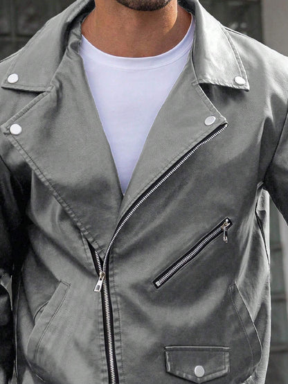 Manfinity LEGND Men'S Vintage Casual Lapel Jacket, Autumn Season