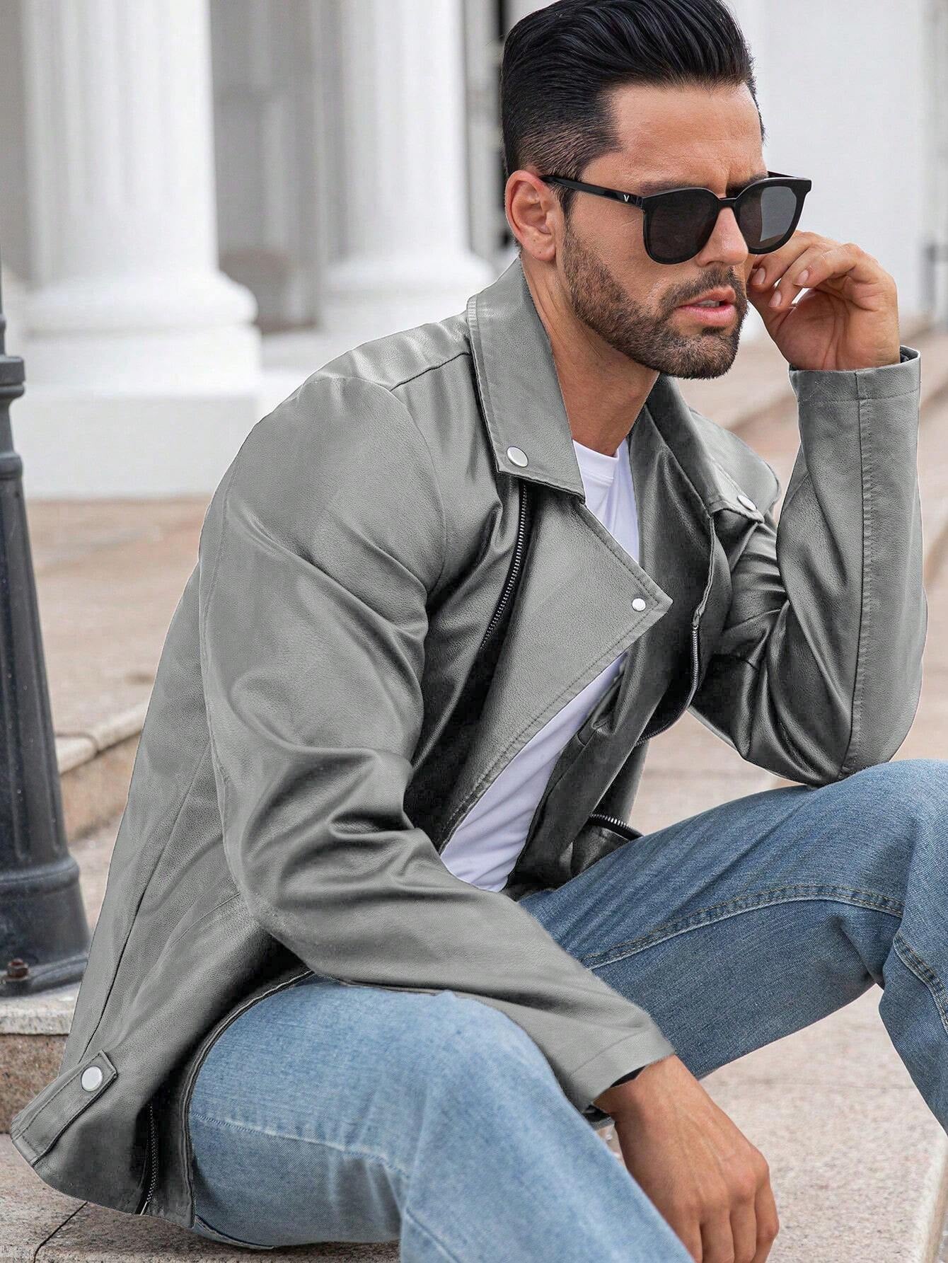 Manfinity LEGND Men'S Vintage Casual Lapel Jacket, Autumn Season