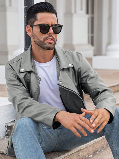 Manfinity LEGND Men'S Vintage Casual Lapel Jacket, Autumn Season