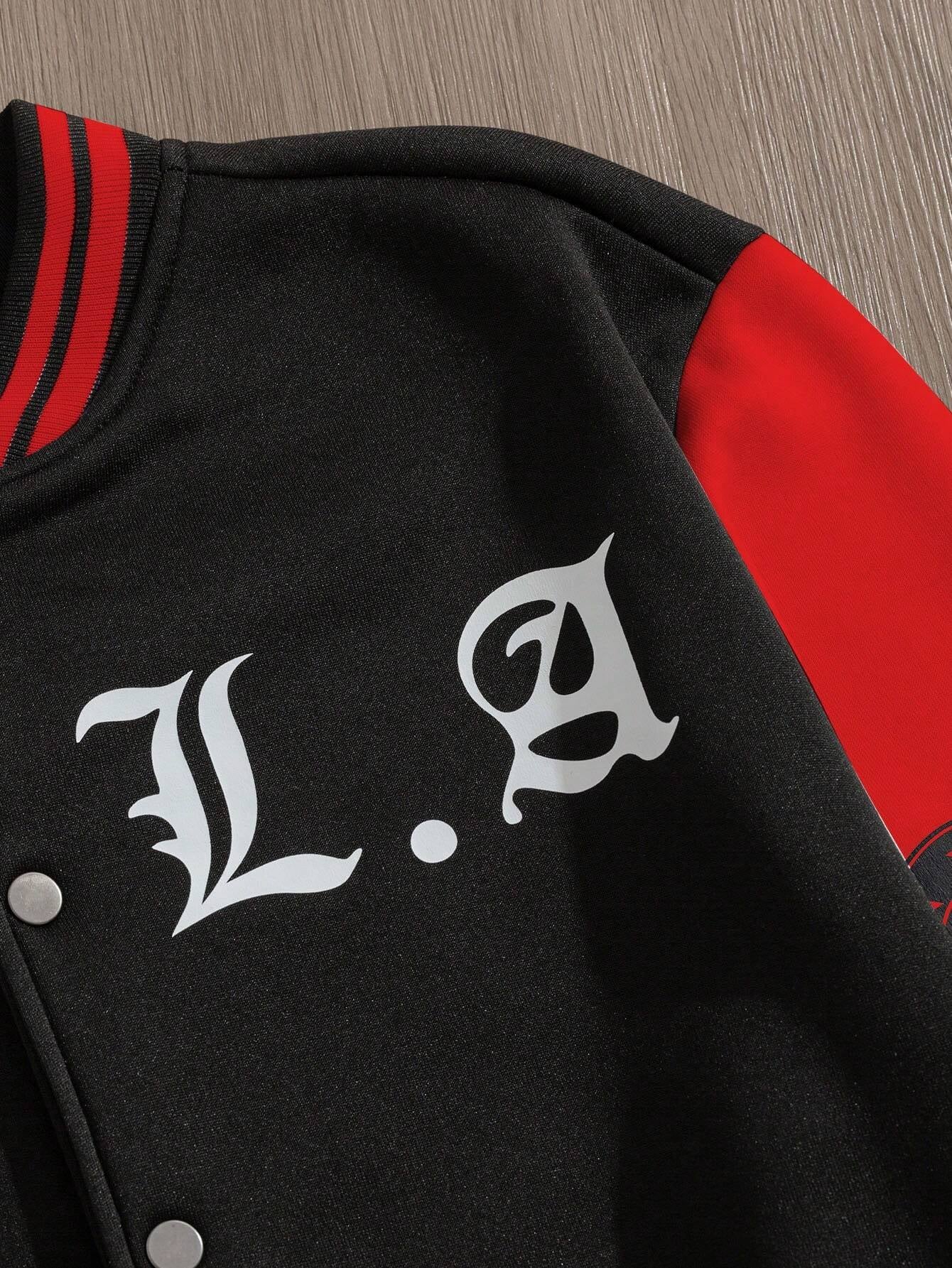 Manfinity EMRG Men'S Simple Print Daily Long Sleeve Baseball Jacket, Designer, Urban, Graffiti, Color Block, Friends